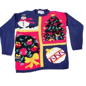 Nuggets Ugly Christmas Sweater Blue Red Yellow Size M Cotton Blend Long Sleeve
